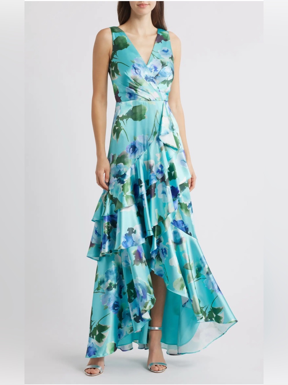 Eliza J
Women's Floral-Print Satin Wrap-Style Gown fits size 4